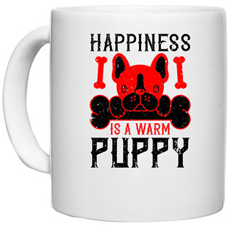                       UDNAG White Ceramic Coffee / Tea Mug 'Dog | Happiness is a warm puppy 2' Perfect for Gifting [330ml]                                              