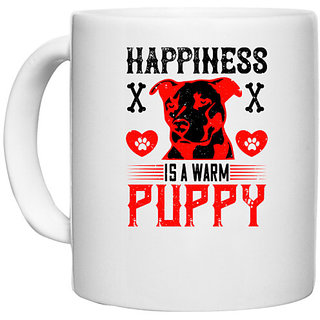                       UDNAG White Ceramic Coffee / Tea Mug 'Dog | Happiness is a warm puppy' Perfect for Gifting [330ml]                                              
