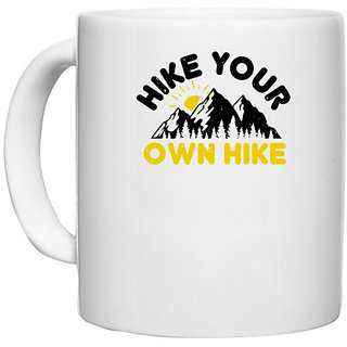                       UDNAG White Ceramic Coffee / Tea Mug 'Adventure | Hike Your Own Hike 01' Perfect for Gifting [330ml]                                              