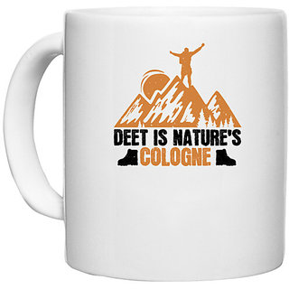                       UDNAG White Ceramic Coffee / Tea Mug 'Adventure | Deet is nature's cologne' Perfect for Gifting [330ml]                                              