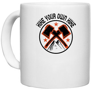                       UDNAG White Ceramic Coffee / Tea Mug 'Hunter | Hike Your Own Hike' Perfect for Gifting [330ml]                                              
