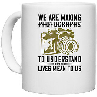                       UDNAG White Ceramic Coffee / Tea Mug 'Cameraman | WE ARE MAKING PHOTOGRAPHS' Perfect for Gifting [330ml]                                              