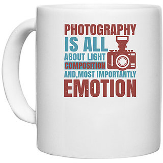                       UDNAG White Ceramic Coffee / Tea Mug 'Cameraman | PHOTOGRAPHY IS ALL ABOUT LIGHT' Perfect for Gifting [330ml]                                              