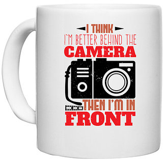                       UDNAG White Ceramic Coffee / Tea Mug 'Cameraman | I think I'm better behind the camera' Perfect for Gifting [330ml]                                              