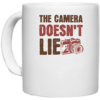                       UDNAG White Ceramic Coffee / Tea Mug 'Cameraman | THE CAMERA DOESN'T LIE' Perfect for Gifting [330ml]                                              