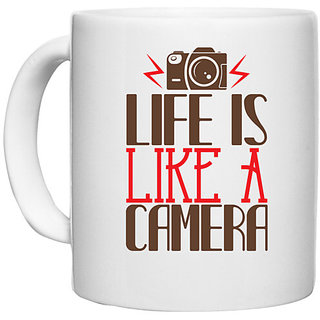                       UDNAG White Ceramic Coffee / Tea Mug 'Cameraman | life is like a camera' Perfect for Gifting [330ml]                                              