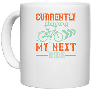                       UDNAG White Ceramic Coffee / Tea Mug 'Rider | currently planning my next ride' Perfect for Gifting [330ml]                                              