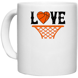                       UDNAG White Ceramic Coffee / Tea Mug 'Basketball | Love copy 4' Perfect for Gifting [330ml]                                              
