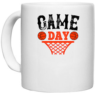                       UDNAG White Ceramic Coffee / Tea Mug 'Basketball | Game day 2' Perfect for Gifting [330ml]                                              