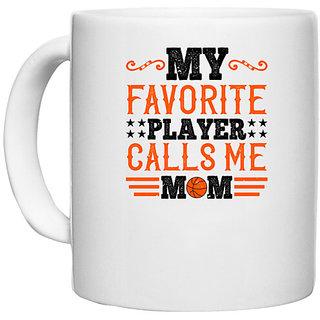                       UDNAG White Ceramic Coffee / Tea Mug 'Mother | My favorite player calls me mom 2' Perfect for Gifting [330ml]                                              