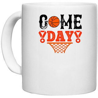                       UDNAG White Ceramic Coffee / Tea Mug 'Basketball | Game day copy' Perfect for Gifting [330ml]                                              