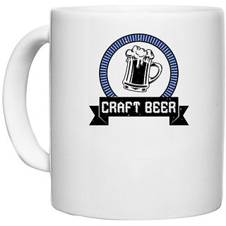                       UDNAG White Ceramic Coffee / Tea Mug 'Beer | CRAFT BEER' Perfect for Gifting [330ml]                                              