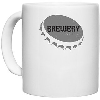                       UDNAG White Ceramic Coffee / Tea Mug 'BREWERY | BREWERY' Perfect for Gifting [330ml]                                              