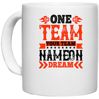                       UDNAG White Ceramic Coffee / Tea Mug 'Basketball | One team. Your team. Name on dream' Perfect for Gifting [330ml]                                              