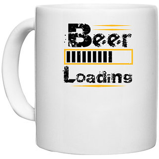                       UDNAG White Ceramic Coffee / Tea Mug 'Beer | Beer Loading' Perfect for Gifting [330ml]                                              