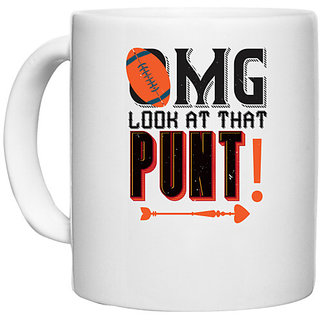                       UDNAG White Ceramic Coffee / Tea Mug 'Basketball | Omg look at that punt' Perfect for Gifting [330ml]                                              