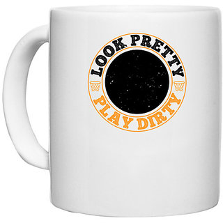                       UDNAG White Ceramic Coffee / Tea Mug 'Football | Look pretty. Play dirty' Perfect for Gifting [330ml]                                              