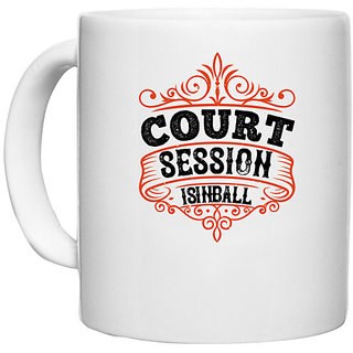                       UDNAG White Ceramic Coffee / Tea Mug 'Basketball | Court is in ball session' Perfect for Gifting [330ml]                                              