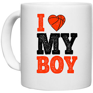                       UDNAG White Ceramic Coffee / Tea Mug 'Boy | I love my boy' Perfect for Gifting [330ml]                                              