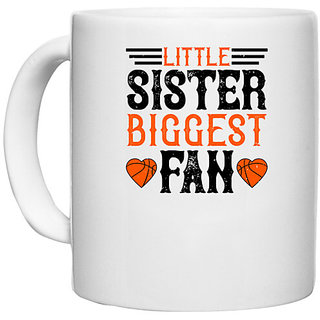                       UDNAG White Ceramic Coffee / Tea Mug 'Sister | Little sister, biggest fan' Perfect for Gifting [330ml]                                              
