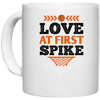                       UDNAG White Ceramic Coffee / Tea Mug 'Love | Love at first spike' Perfect for Gifting [330ml]                                              