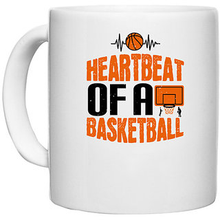                       UDNAG White Ceramic Coffee / Tea Mug 'Basketball | Heartbeat of a basketball' Perfect for Gifting [330ml]                                              