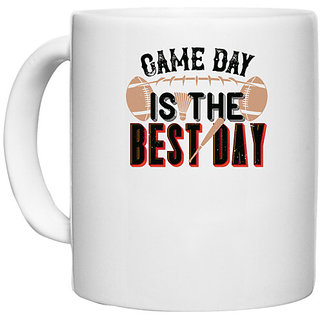                       UDNAG White Ceramic Coffee / Tea Mug 'Football | Game day is the best day' Perfect for Gifting [330ml]                                              