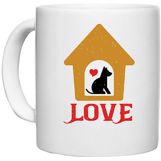                       UDNAG White Ceramic Coffee / Tea Mug 'Dog | love copy 3' Perfect for Gifting [330ml]                                              