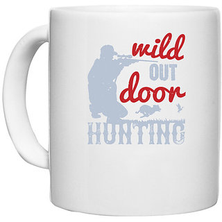                       UDNAG White Ceramic Coffee / Tea Mug 'Hunting | wild outdoor hunting' Perfect for Gifting [330ml]                                              