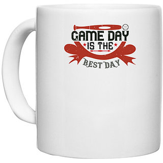                       UDNAG White Ceramic Coffee / Tea Mug 'Baseball | Game day is the best day 4' Perfect for Gifting [330ml]                                              