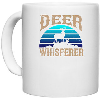                       UDNAG White Ceramic Coffee / Tea Mug 'Deer | Deer whichperer' Perfect for Gifting [330ml]                                              