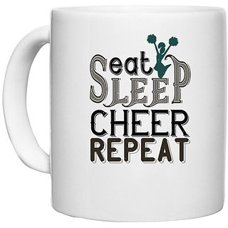                       UDNAG White Ceramic Coffee / Tea Mug 'Mother | Eat sleep cheer mom' Perfect for Gifting [330ml]                                              