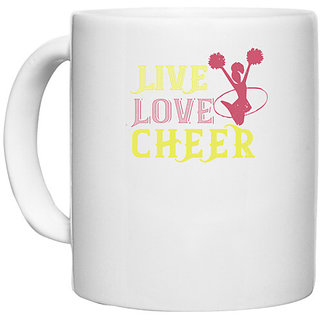                       UDNAG White Ceramic Coffee / Tea Mug 'Cheer | Live love cheer2' Perfect for Gifting [330ml]                                              