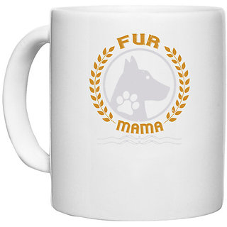                       UDNAG White Ceramic Coffee / Tea Mug 'Dog | fur mama' Perfect for Gifting [330ml]                                              