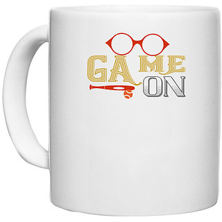                       UDNAG White Ceramic Coffee / Tea Mug 'Baseball | Game on' Perfect for Gifting [330ml]                                              