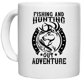                       UDNAG White Ceramic Coffee / Tea Mug 'Fishing | fishing and hunting out adventure' Perfect for Gifting [330ml]                                              