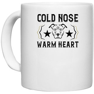                       UDNAG White Ceramic Coffee / Tea Mug 'Dog | cold nose warm heart' Perfect for Gifting [330ml]                                              