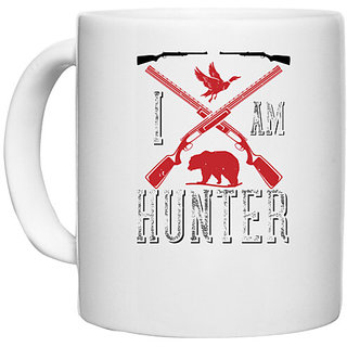                       UDNAG White Ceramic Coffee / Tea Mug 'Hunting | i am hunter' Perfect for Gifting [330ml]                                              