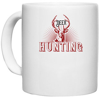                       UDNAG White Ceramic Coffee / Tea Mug 'Hunting | Deer hunting' Perfect for Gifting [330ml]                                              