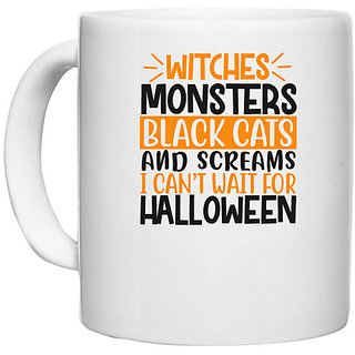                       UDNAG White Ceramic Coffee / Tea Mug 'Witch | witches mons 2' Perfect for Gifting [330ml]                                              