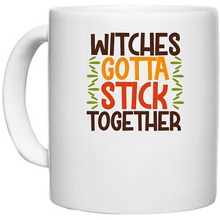                       UDNAG White Ceramic Coffee / Tea Mug 'Witch | witches' Perfect for Gifting [330ml]                                              