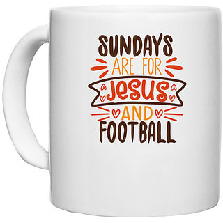                       UDNAG White Ceramic Coffee / Tea Mug 'Football | sundays' Perfect for Gifting [330ml]                                              