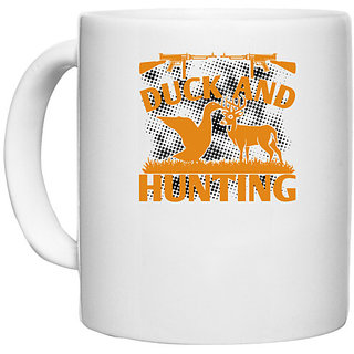                       UDNAG White Ceramic Coffee / Tea Mug 'Hunting | Duck and hunting' Perfect for Gifting [330ml]                                              