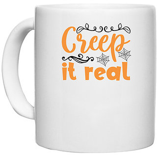                       UDNAG White Ceramic Coffee / Tea Mug 'Christmas | creep it real' Perfect for Gifting [330ml]                                              