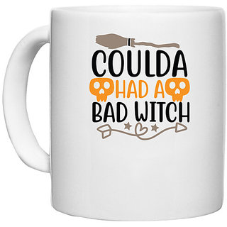                       UDNAG White Ceramic Coffee / Tea Mug 'Witch | coulda had a bad witch' Perfect for Gifting [330ml]                                              