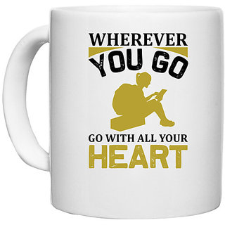                       UDNAG White Ceramic Coffee / Tea Mug 'Travelling | Whenever' Perfect for Gifting [330ml]                                              