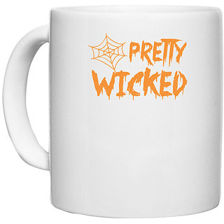                       UDNAG White Ceramic Coffee / Tea Mug 'Witch | pretty wicked' Perfect for Gifting [330ml]                                              