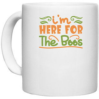                       UDNAG White Ceramic Coffee / Tea Mug 'Witch | im here for the boos' Perfect for Gifting [330ml]                                              
