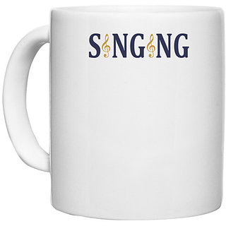                       UDNAG White Ceramic Coffee / Tea Mug 'Music | Singing' Perfect for Gifting [330ml]                                              