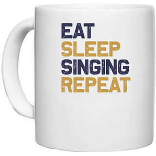                       UDNAG White Ceramic Coffee / Tea Mug 'Music | Eat sleep copy 8' Perfect for Gifting [330ml]                                              